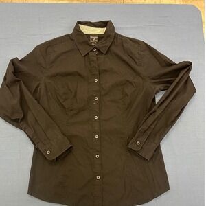 George Mens Black Long Sleeve Button Up Shirt Size Medium